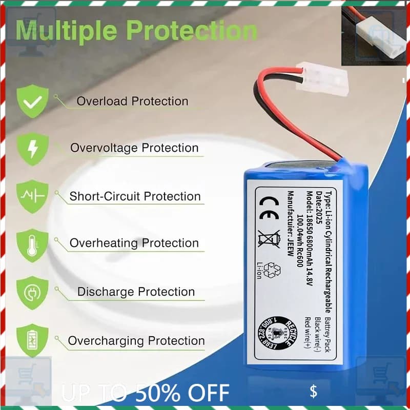[ 14.4V 6800mAh 4S1P Replacement Li-ion battery suitable for Xiaomi G1 Mi Essential MJSTG1 robot vacuum cleaner ]