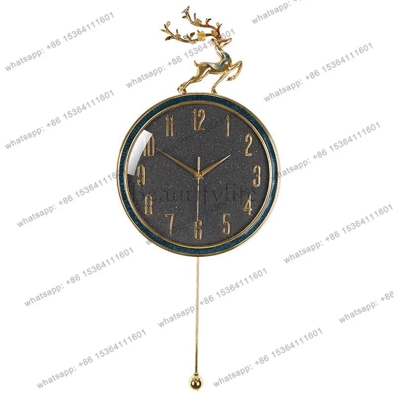 Nuovo orologio da parete decorativo Fulu in stile cinese, lussuoso e moderno, per soggiorno, camera da letto, silenzioso, al quarzo.