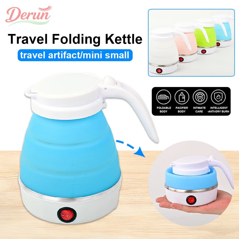 Mini bollitore pieghevole da 0,6 litri scaldabagno portatile bollitore elettrico scaldabagno domestico compressione in silicone facile da viaggiare