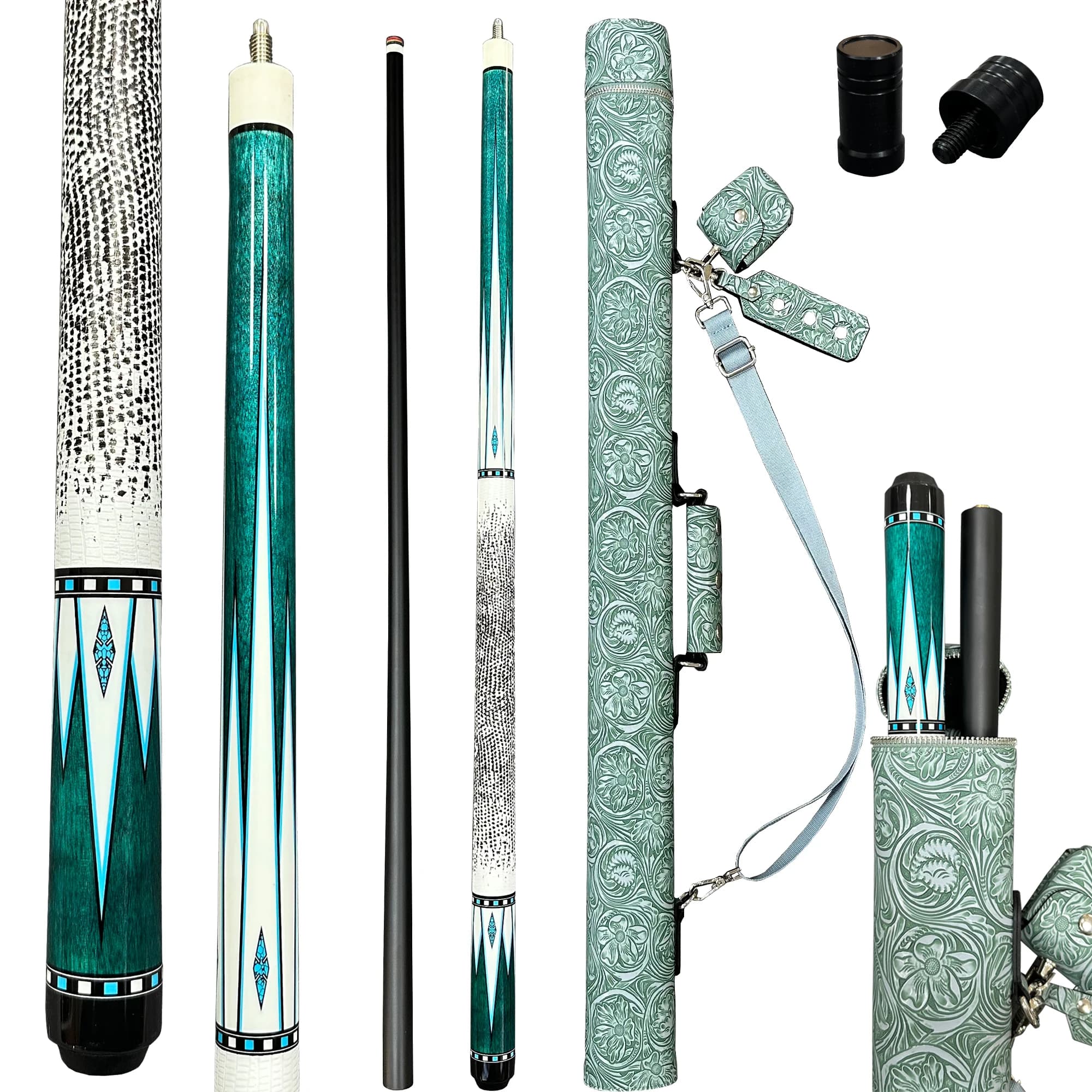 Professional 1/2 Split-Style Billiard Cue Set, Head Diameter 12mm, High-Grade Embossed Set, Ideal Gift for Festivals