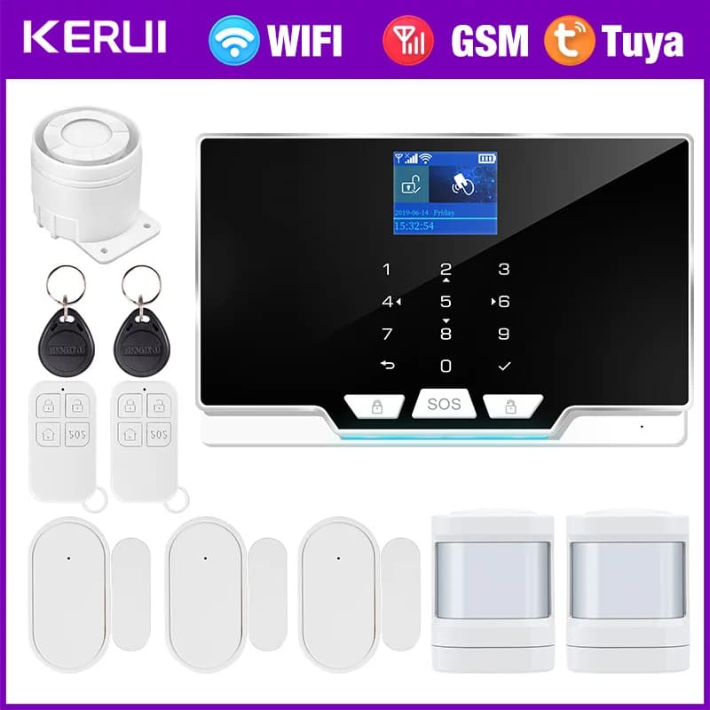 KERUI G20 Wifi GSM Tuya Alarm System With Motion Detector Door Sensor IP Camera Wireless Smart Home Security Support Alexa