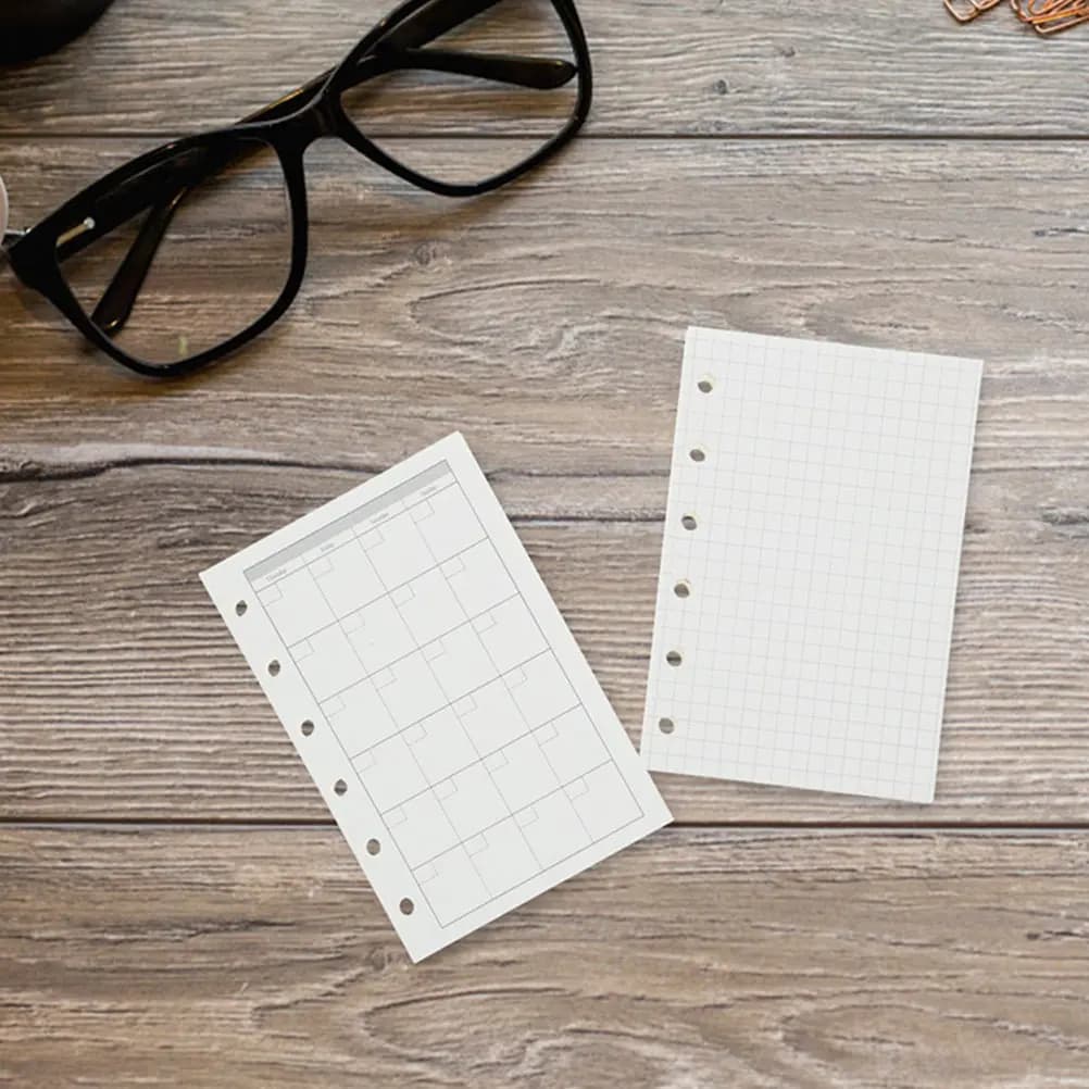 2 Set di Carta di Ricambio Forata Resistente all'Usura per Diari Fatti a Mano, Agende, Blocco Note, Inserti per Raccoglitori, Fogli Sciolti per Quaderni