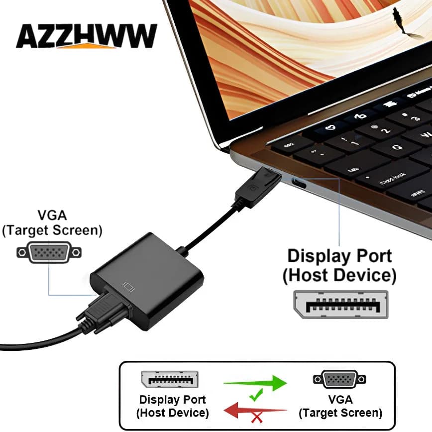 Convertitore DisplayPort a VGA Adattatore HD 1080p DP a VGA (maschio a femmina) per computer desktop laptop PC monitor proiettore HDTV