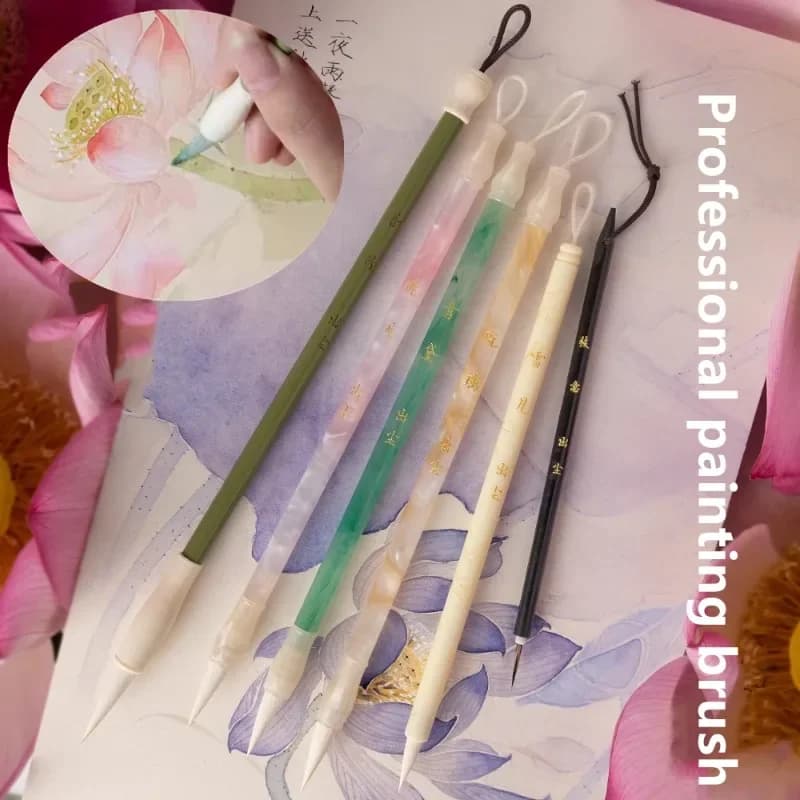 6pcs Chinese Painting Supplies Brush Set Sheep Hair Pen Point Art Pen Beginner Painting Creation Details Calligraphy Brushes