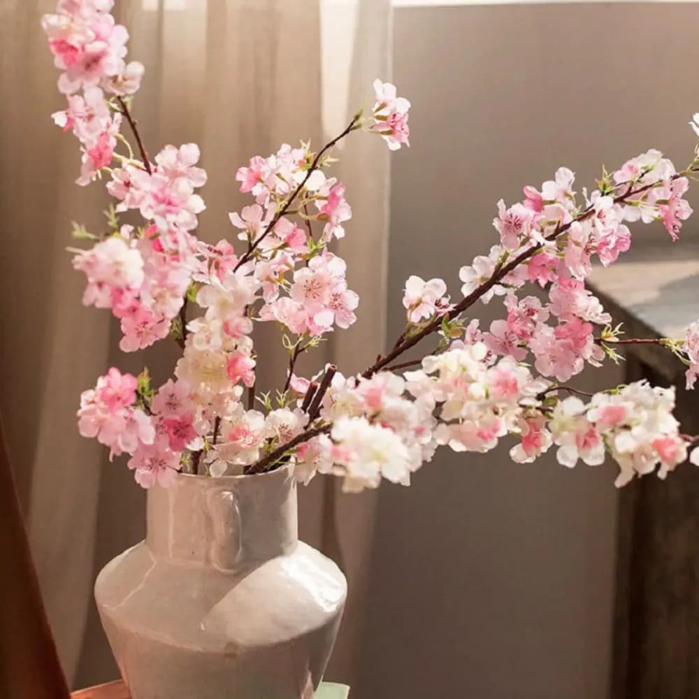 Nuove Rami Lunghi di Fiori di Ciliegio Artificiali Rosa in Seta, Piante Finte Decorative, Fiori di Pesco Artificiali per Decorazioni Domestiche