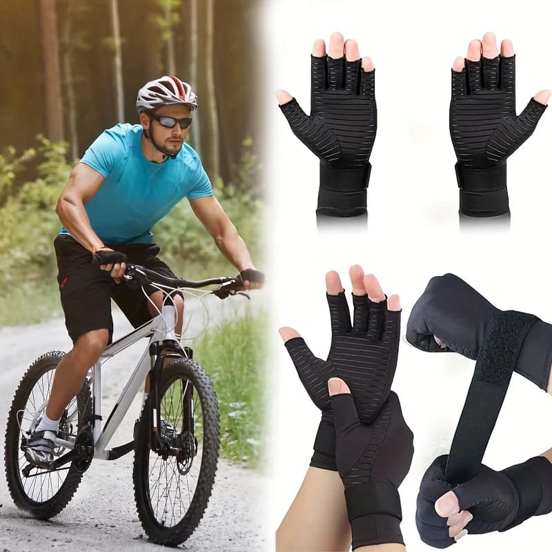 1 paio di guanti unisex con cinturino a mezze dita Guanti fitness da ciclismo primavera/estate con cinturini da polso regolabili, guanto in maglia traspirante