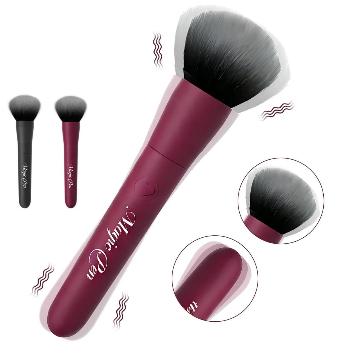 Powerful G Spot Vibrator Makeup Brush Design USB Wireless Charging Waterproof AV Massager for Vagina Nipple Stimulation