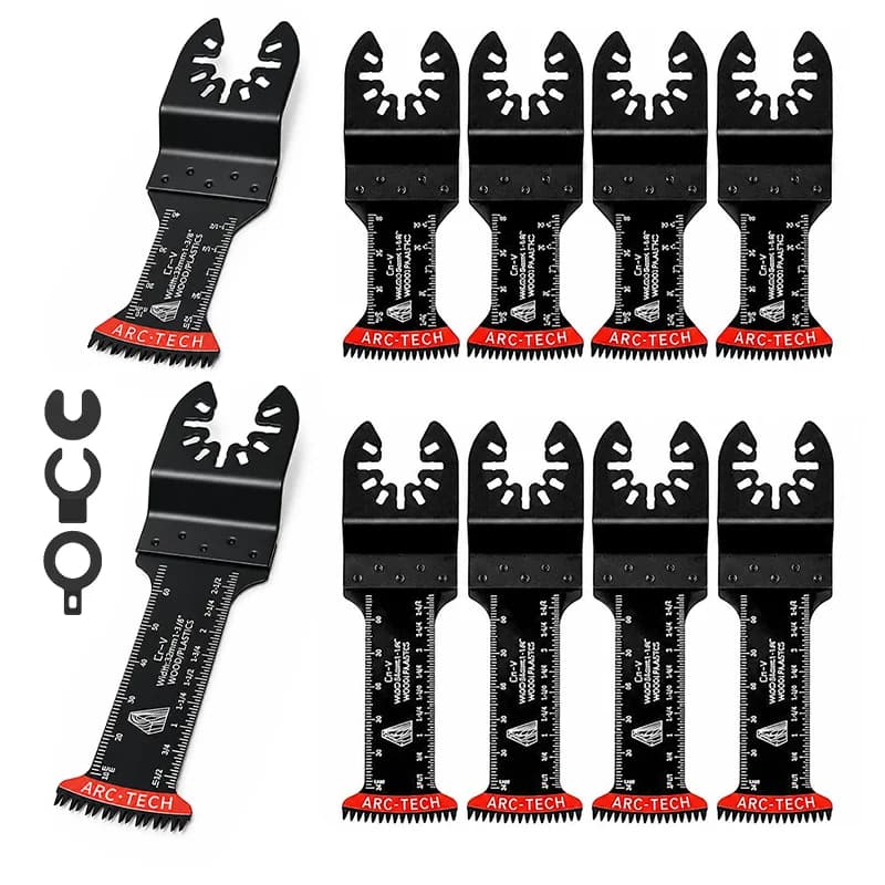 10 Lame per Sega Oscillante Giapponese, Lame Multifunzione CRV Extra-Lunghe con Bordo ad Arco per Taglio Pulito su Legno e Plastica