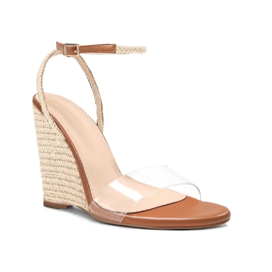 Coutgo Womens Wedges Heels Sandals Espadrilles Raffia Open Toe Ankle Strap Straw Summer Beach Shoes