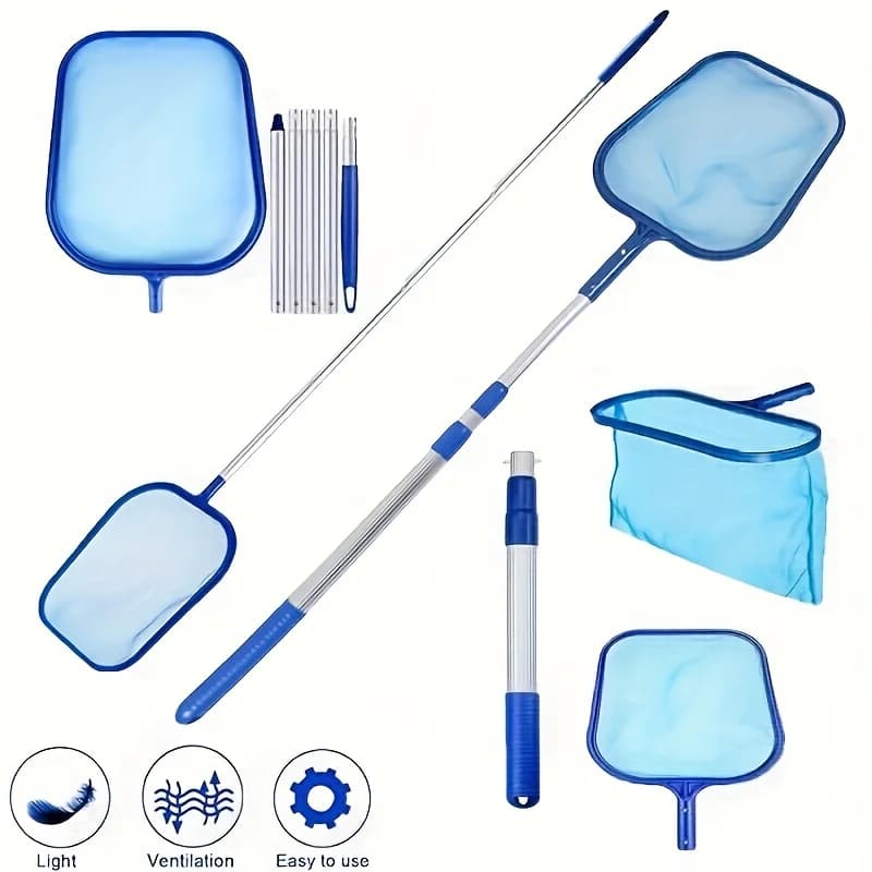 Rete Telescopica Professionale per Pulizia Piscine con Asta in Alluminio Estensibile e Rete a Maglia Ultra Fine per Piscine, Spa e Fontane