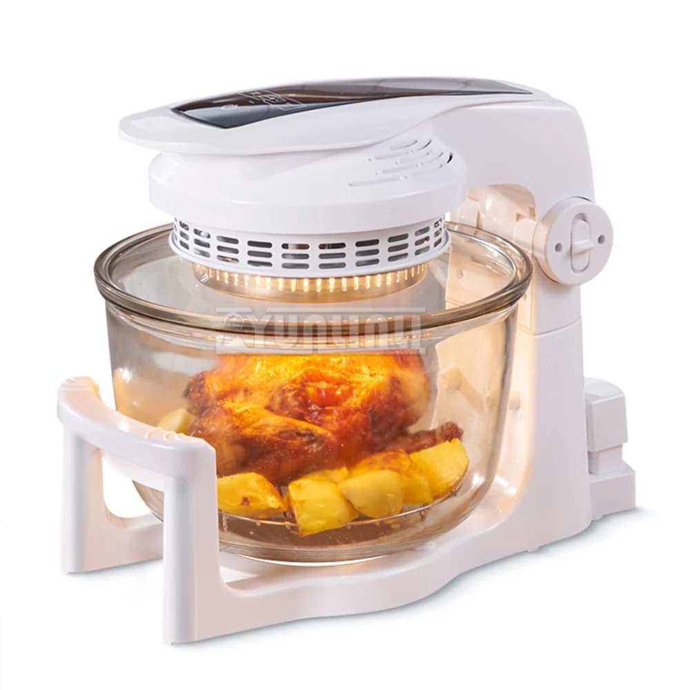 Friggitrice ad aria da 10 litri Friteuse in vetro visibile per uso domestico A Air Chaud Grande capacità Multifunctionona Elettrica Olla Freidora De Aire