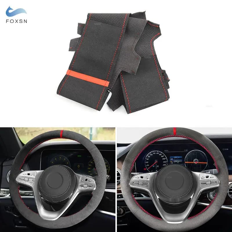 Internal cover of the wheel of the car hand-sewn in perforated suede for Mercedes Benz Class S W222 2017-2020 Berlina