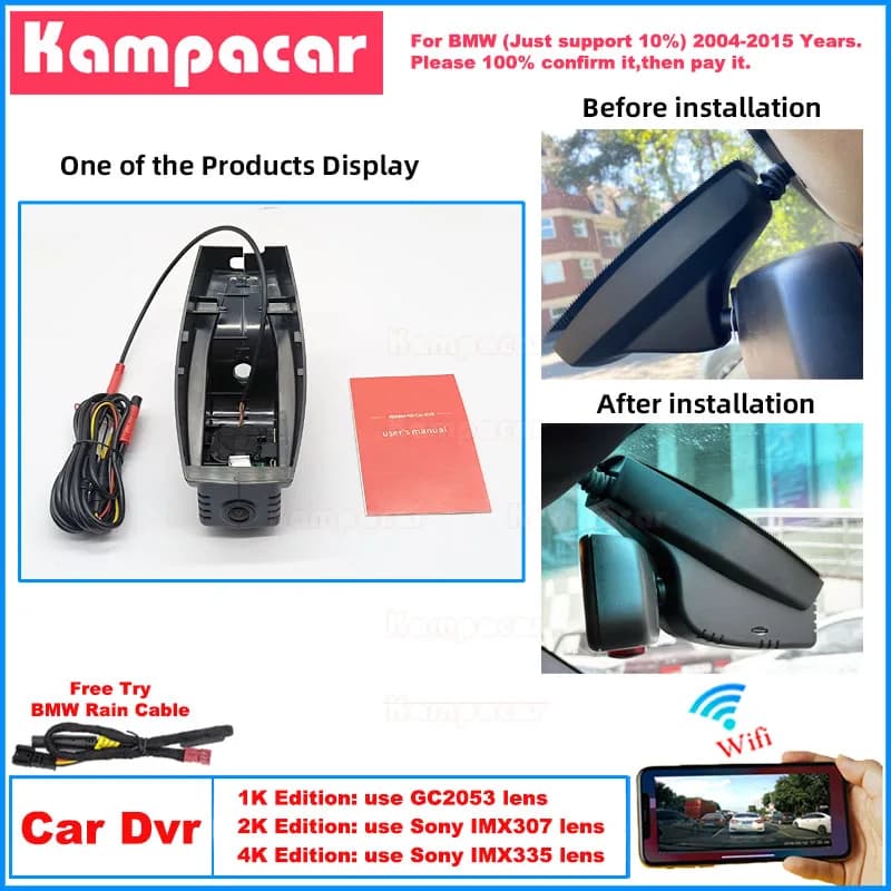 BM03 Plug and Play 1K 2K 4K Dash Cam Car Dvr Camera for BMW 3 E90 E91 E92 5 E60 Z4 E89 E88 X1 E84 X3 E83 X5 E70 X6 E71 2004-2015