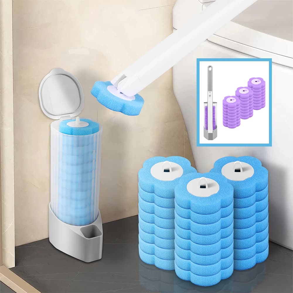 24/36 pezzi kit scopino usa e getta kit di strumenti per la pulizia del manico lungo del bagno montato a parete con testina sostituibile per la casa