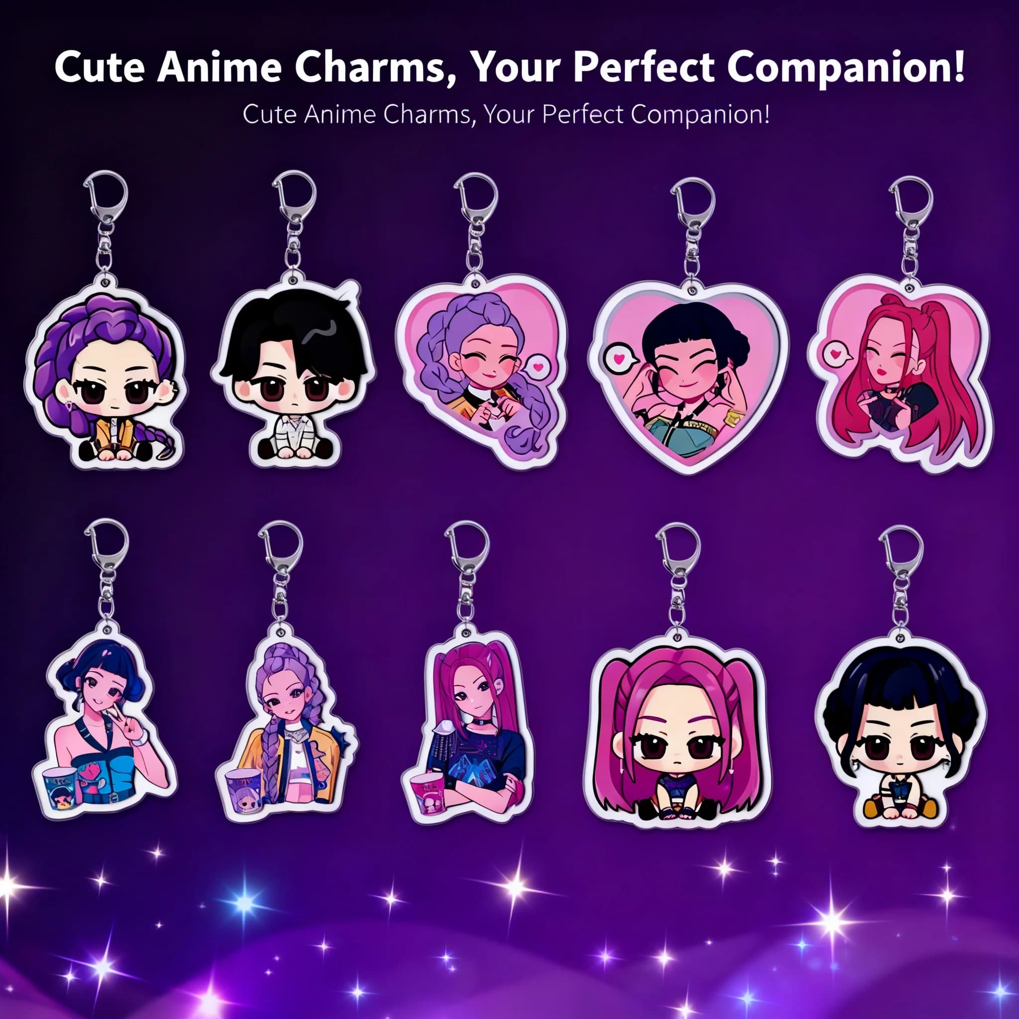 Portachiavi in Acrilico Personalizzato a Doppia Faccia con Personaggi Anime, Ciondolo per Zaino, Accessori all'Ingrosso