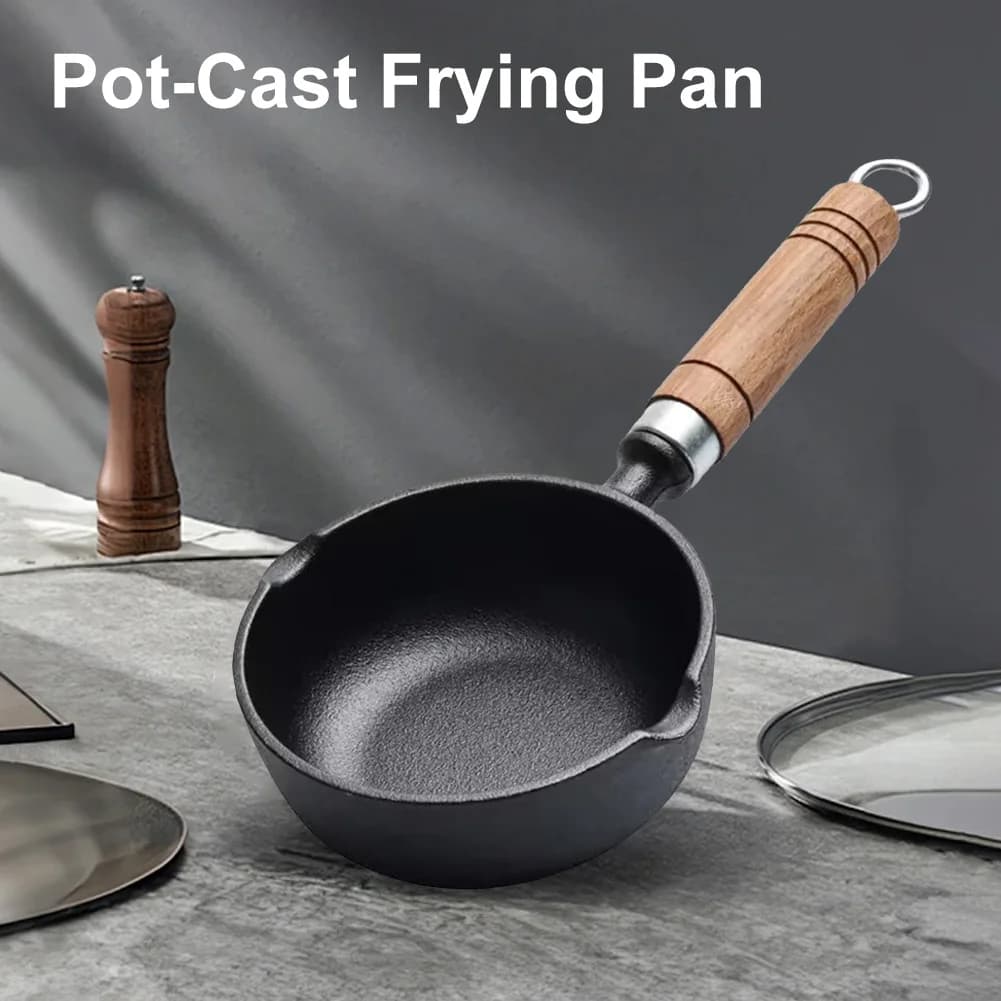 11/13cm Cast Iron Mini Frying Pan with Pour Spout Butter Melting Pot Gas Stove Induction Cooker Universal Home Kitchen Cookware