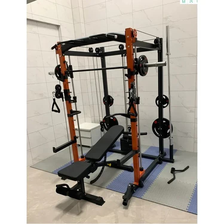 Multifunctional Gym Equipment for Home Squat Rack Pull Up Bar Power Pulley Cable Smith Machine