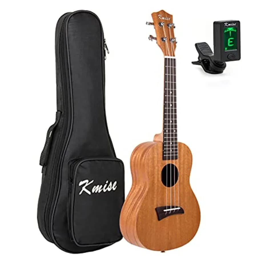 Ukulele da Concerto 23 Pollici in Mogano con Borsa e Accordatore Digitale per Adulti e Principianti