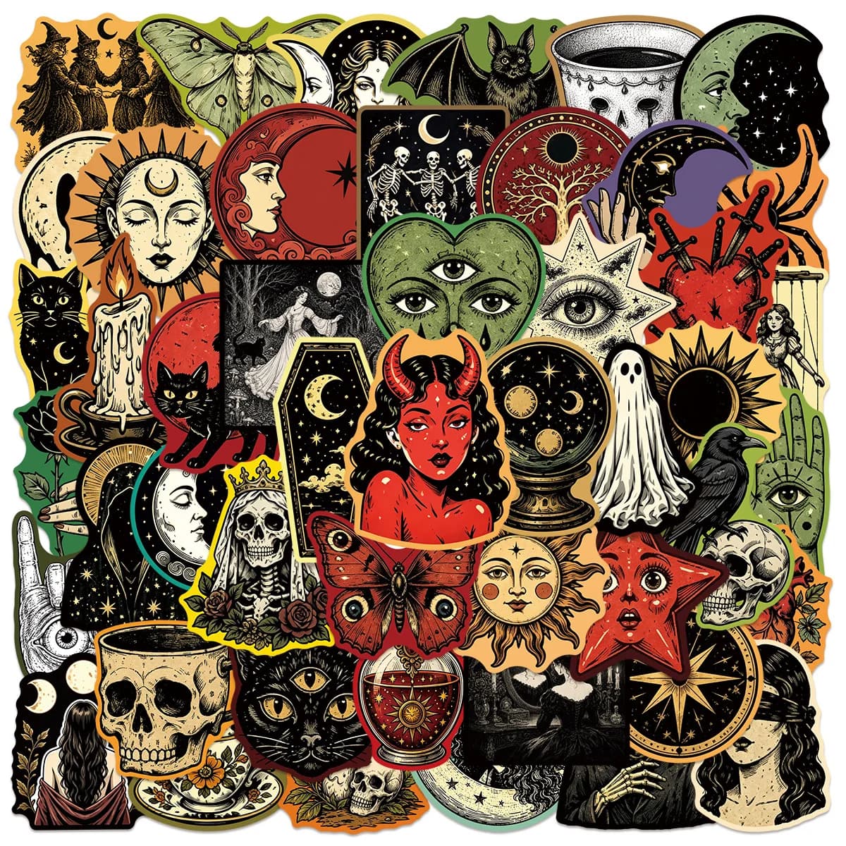 50 Pcs Vintage Gothic Aesthetic Graffiti Stickers Waterproof Vinyl Decals for Guitar Notebook Luggage Laptop