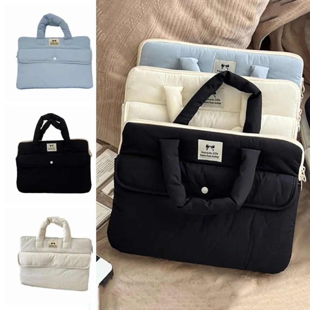 Borsa per Laptop Portatile da 15.6 Pollici alla Moda con Fiocco e Manico, Custodia per Notebook con Simpatico Cartone Animato, per Ufficio
