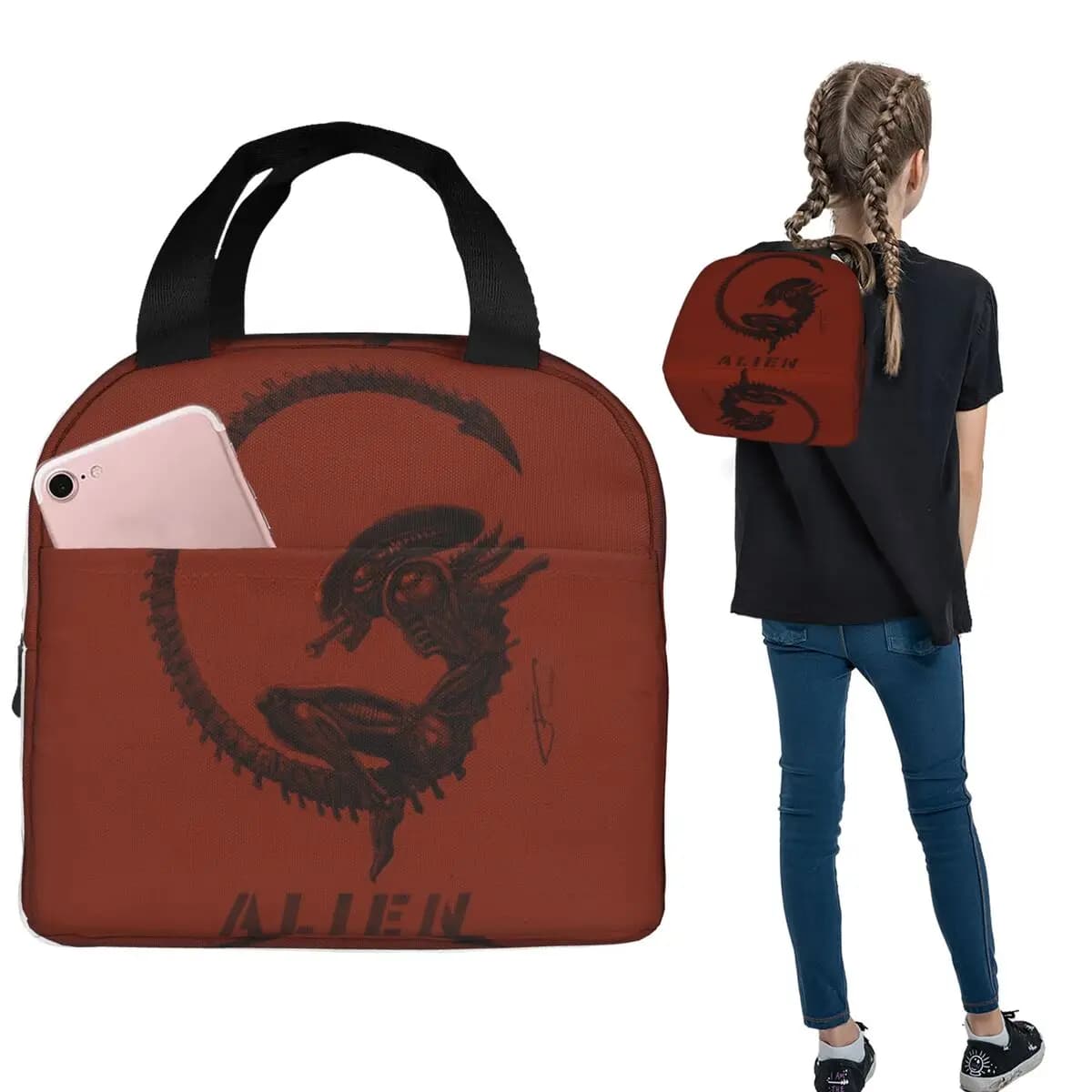 Vintage Tournee Du Xenomorphe Noir Insulated Lunch Bag for Women Children Leakproof Food Boxes Thermal Lunch Box Tote
