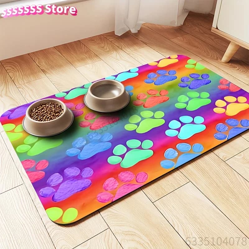 Soft Pet Feeding Mat, Splash-Proof, Absorbent, Non-Slip, Durable, Easy Clean for Dogs and Cats, Pet Food & Water Bowl Mat Wash