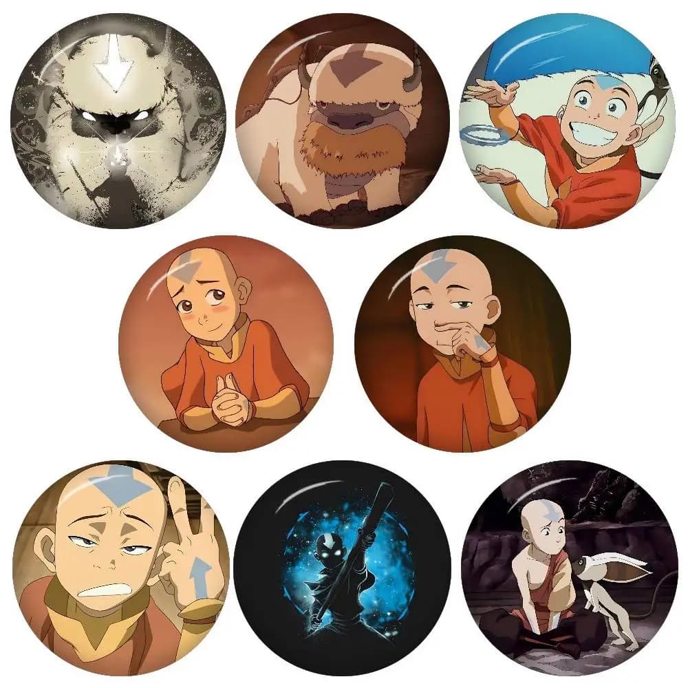 Spille e Distintivi Rotondi Fatti a Mano a Tema Anime Avatar: The Last Airbender, Gioielli per Zaini e Abbigliamento