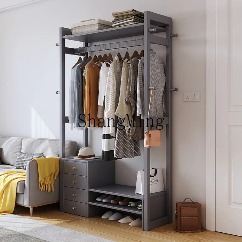 ZYY Hangers all made of solid wood from floor to ceiling, hangers for bedroom, integrated clothes hangers for home living room