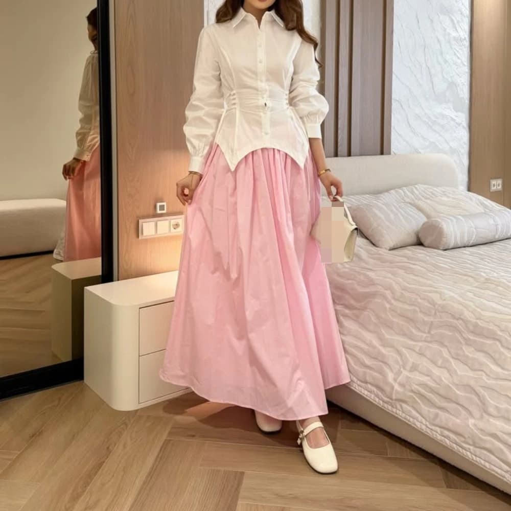 Abiti da sera a due pezzi con colori a contrasto, a maniche lunghe, collo alto, linea ad A, lunghezza alla caviglia, personalizzabili per donna