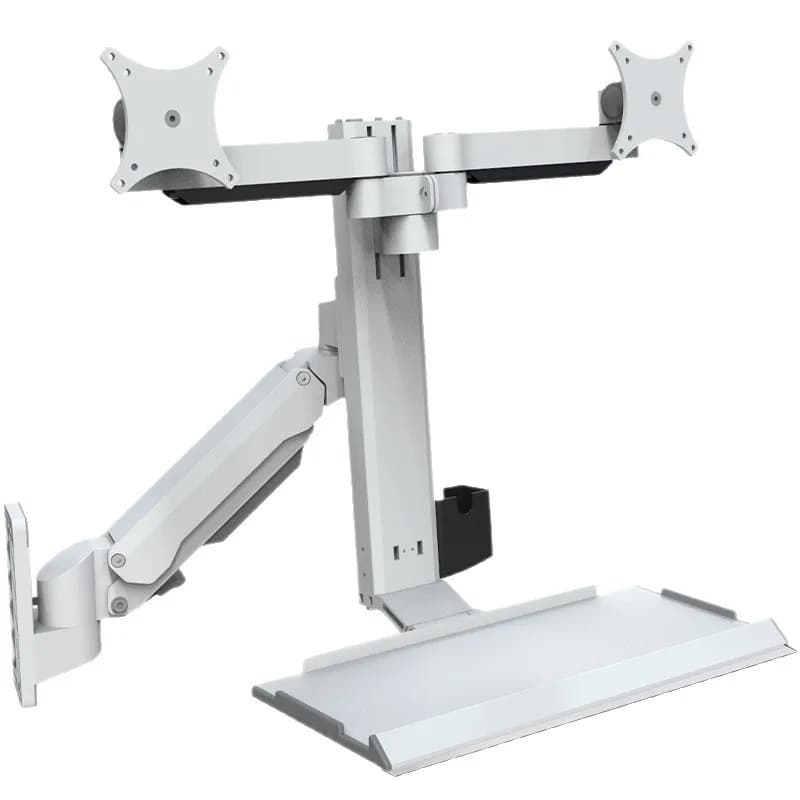 Supporto per computer all-in-one, supporto da parete per computer, braccio per computer, doppio monitor, doppio schermo, braccio robotico girevole e sollevabile
