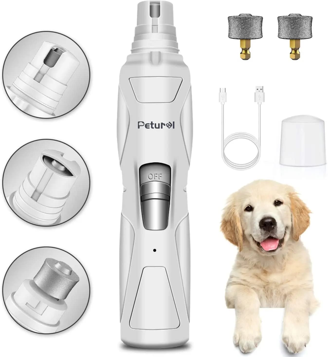 Kit per toelettatura elettrica per animali domestici con ricarica USB Tagliaunghie per animali domestici Taglia artigli per cani e gatti