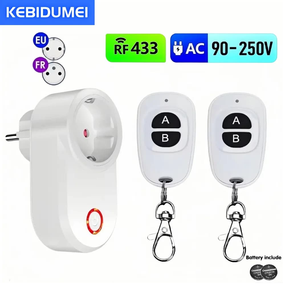 Presa per telecomando con presa intelligente wireless 433 Mhz EU FR Telecomando impermeabile 15A 110 V 220 V Spina RF per elettrodomestici Lampada ON OFF