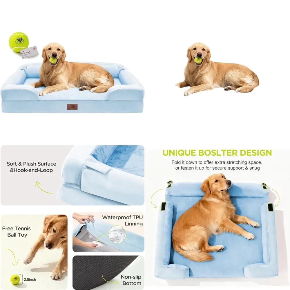 Cuccia Ortopedica XL per Cani, Lavabile e Impermeabile, con Rivestimento Rimovibile, Palla da Tennis, 42x30