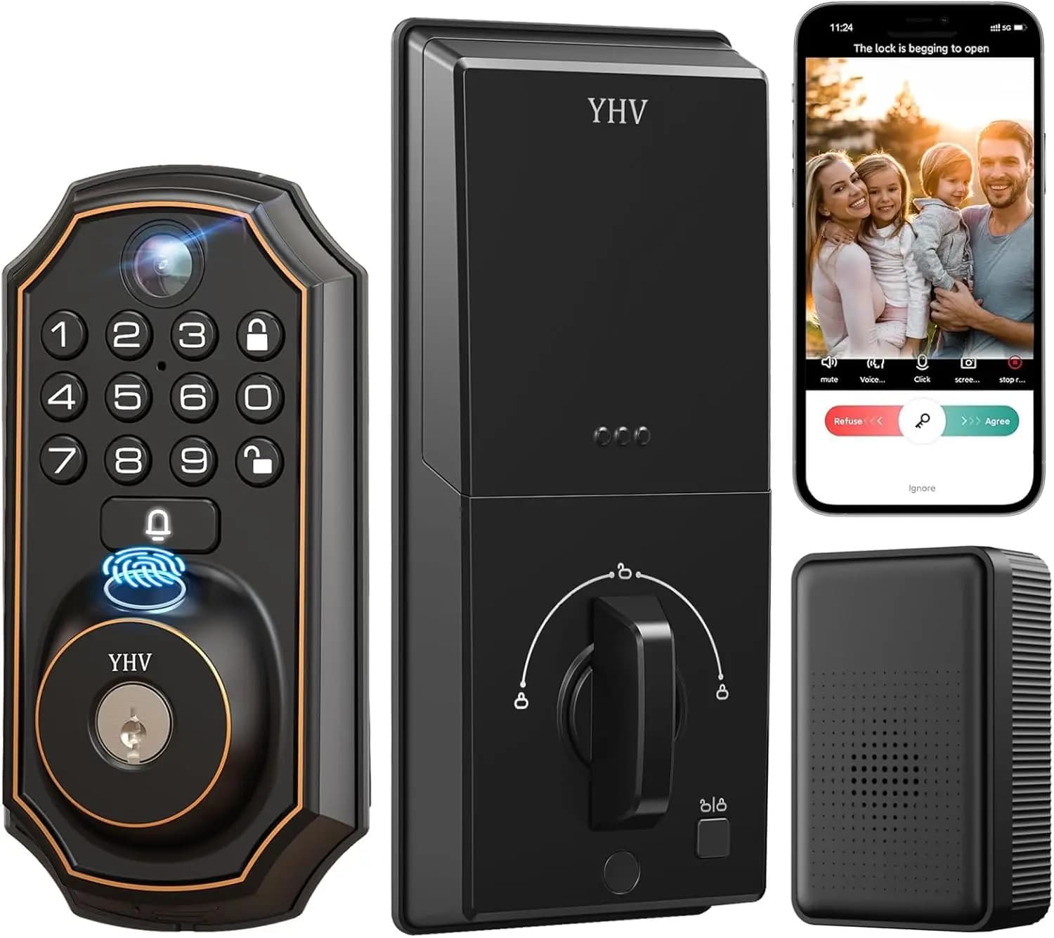 Serratura Intelligente con Telecamera, Impronta Digitale, Controllo Remoto WiFi, Codice Tastierino per la Sicurezza della Porta d'Ingresso