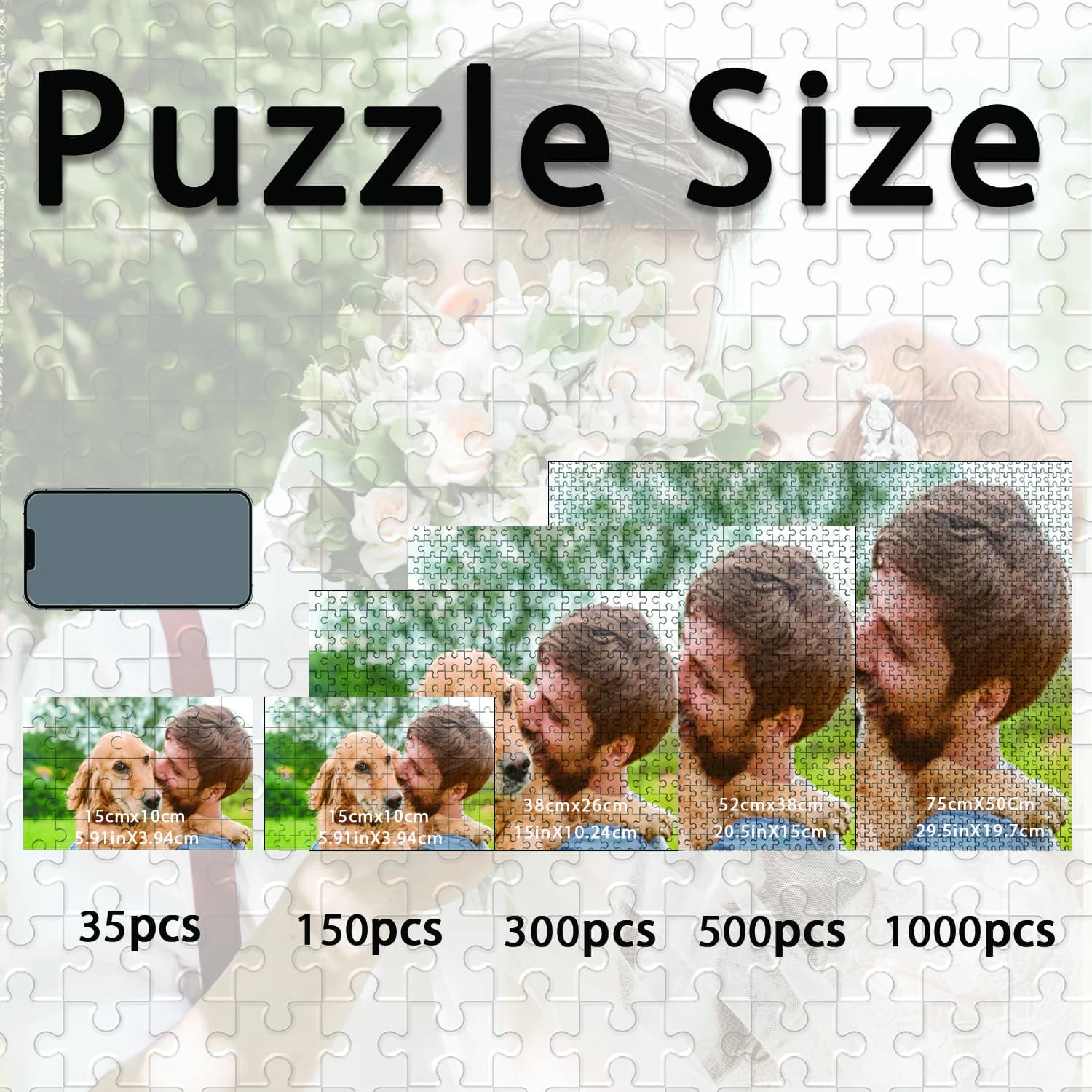 35/150/300/500/1000 pezzi cane con uomo Foto personalizzata Puzzle di decompressione personalizzati Puzzle mosaico Puzzle personalizzati in foto