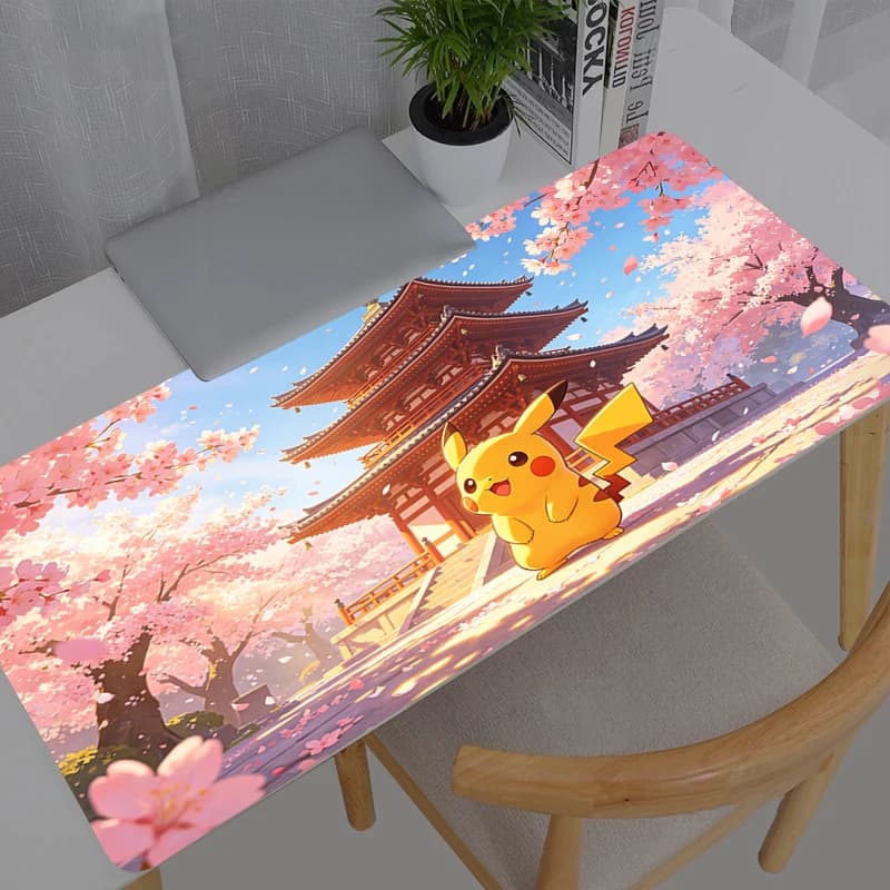 Tappetino per mouse grande per giocatori, accessori da gaming, Pokemon Pikachu Anime, tappetino da scrivania in gomma con bordo bloccato per tastiera e laptop