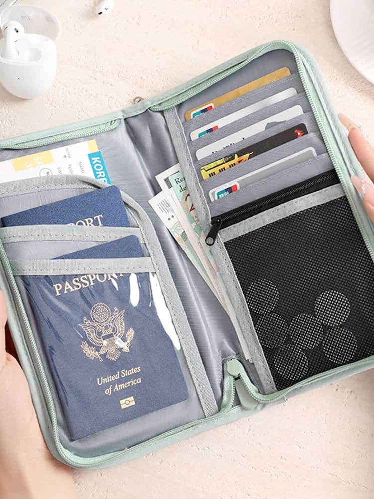 Borsa Portadocumenti da Viaggio Portatile, Porta Passaporto Multifunzione, Borsa Portaoggetti per Turismo Internazionale, Biglietto d'Imbarco Antifurto