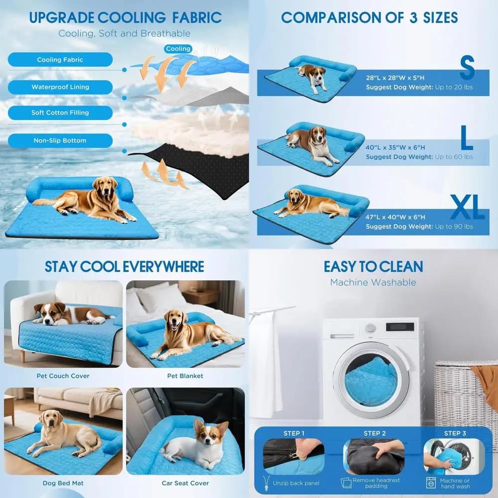 Letto rinfrescante per cani di grandi dimensioni: letto per animali domestici lavabile in lavatrice, impermeabile, antiscivolo per esterni/interni, L-40x35