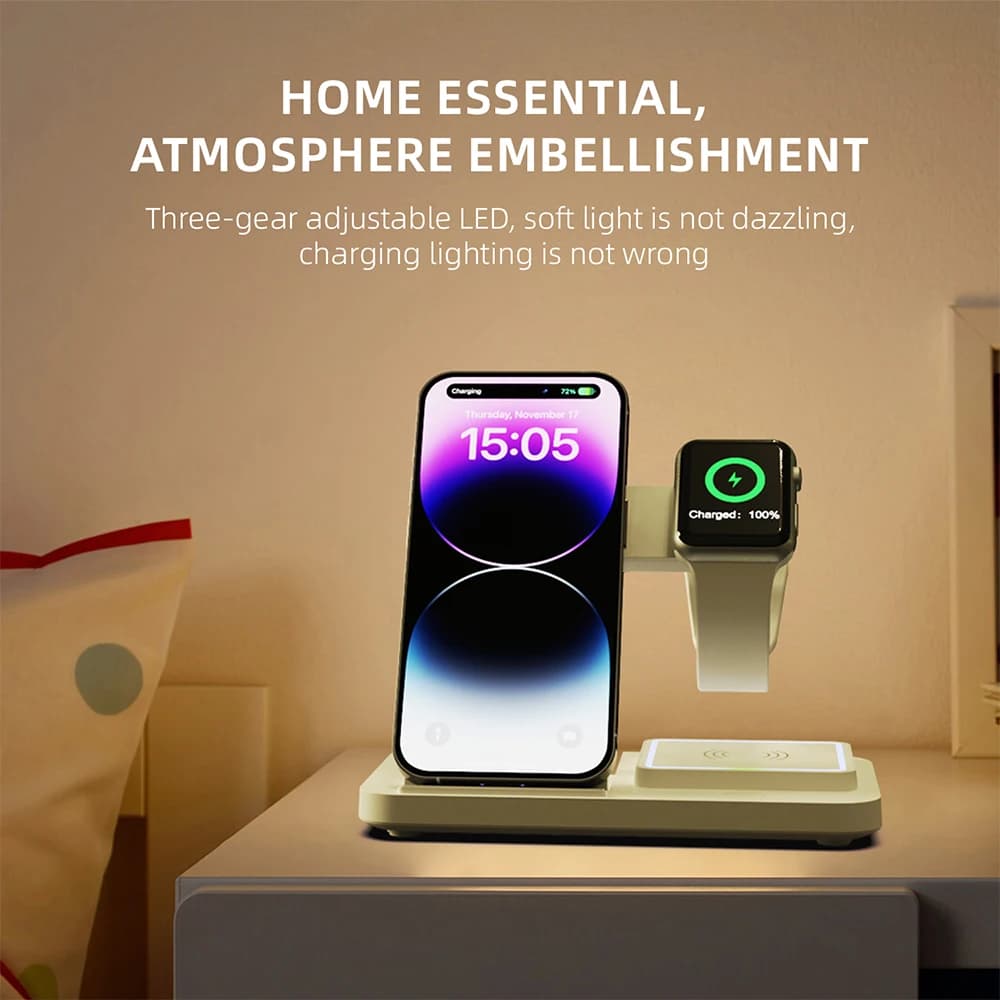New Portable Wireless Magnetic Charger 3 in 1 Foldable 15W Quick Charging for iPhone Watch AirPods