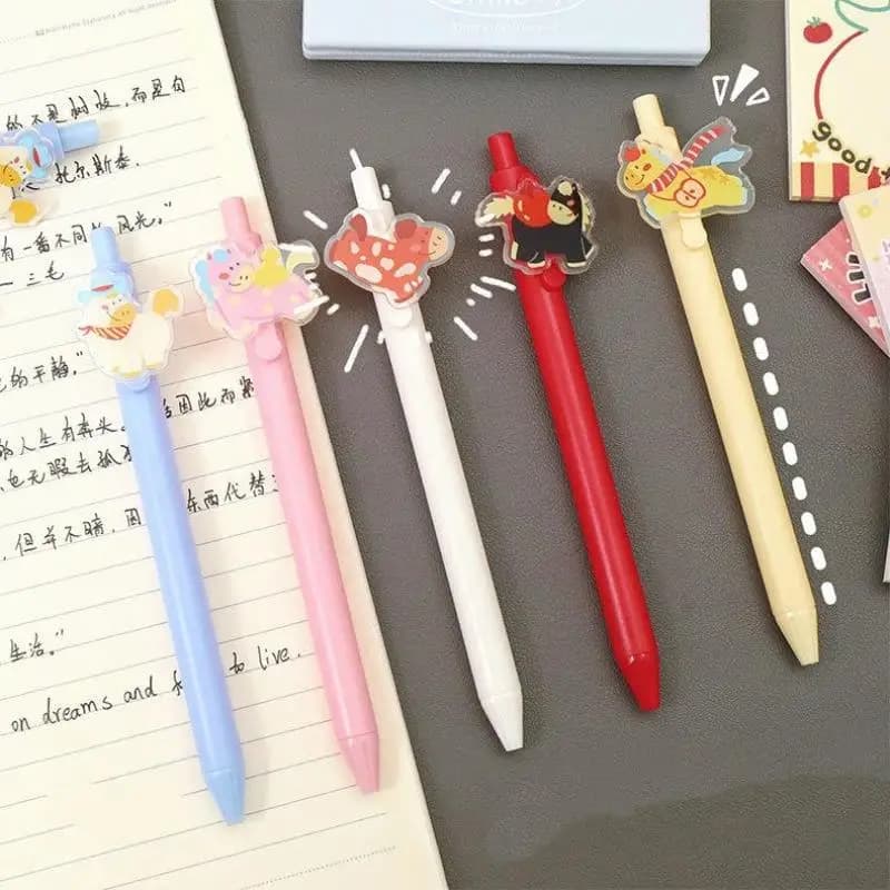 5/6 pezzi carino pony penna neutra acrilico penna gel decorativa penna neutra ad asciugatura rapida studente di cancelleria per ufficio forniture di cancelleria