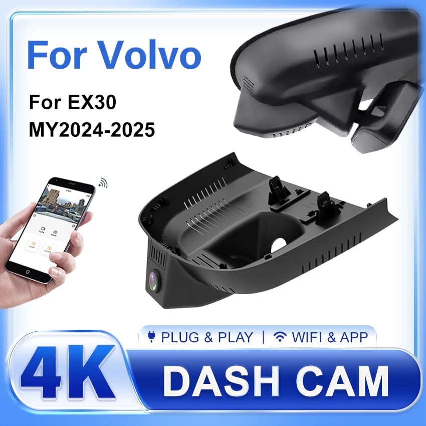 Plug and Play 4K Dash Cam for Car Camera Recorder Dashcam WIFI Car Dvr Recording Devices Accessorie For Volvo EX30 2024 2025