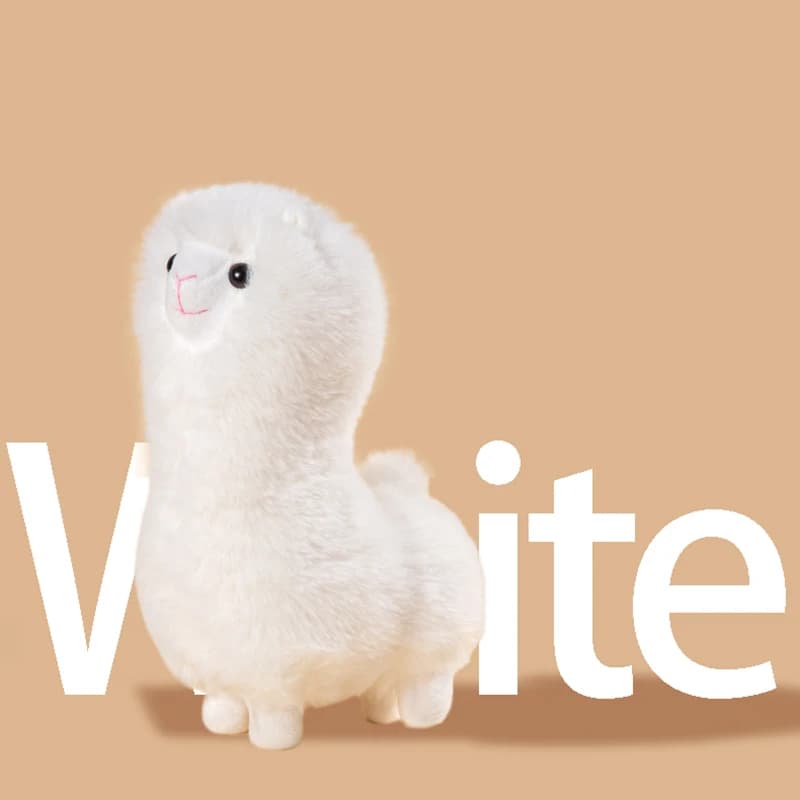 Peluche Alpaca 26CM con Pelo Soffice e Disordinato, Morbido Giocattolo Llama, Figura Unica di Animale Imbottito per Bambini e Decorazione Domestica