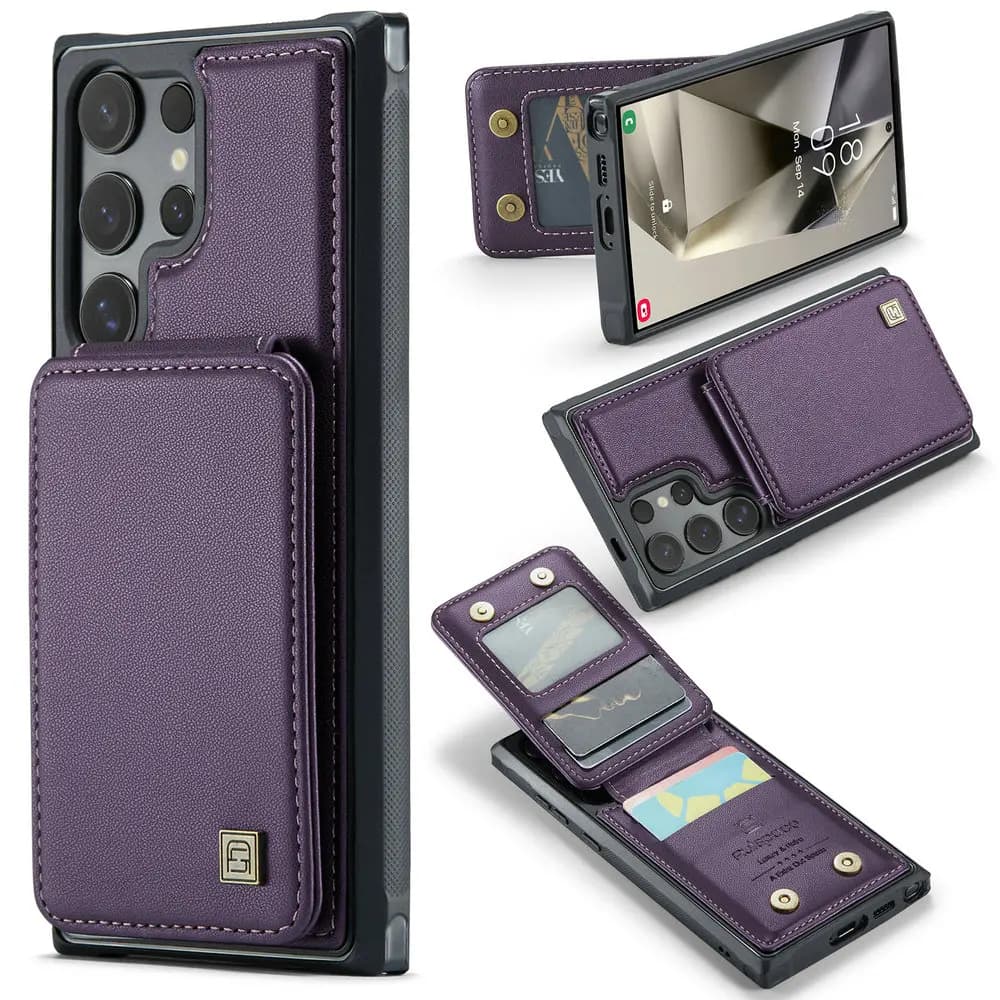 Back Case For Samsung Galaxy S25 S24 S23 S22 S21 Ultra 5G Leather Card Stand Funda Phone S25 Edge S24 FE S23 S22 S21 Plus Cover