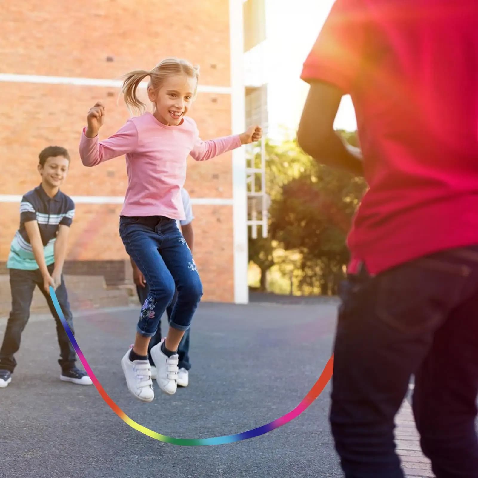 16.4 foot long jumping rope for training with wooden handle Toy for children's adjustable jumping School multiplayer