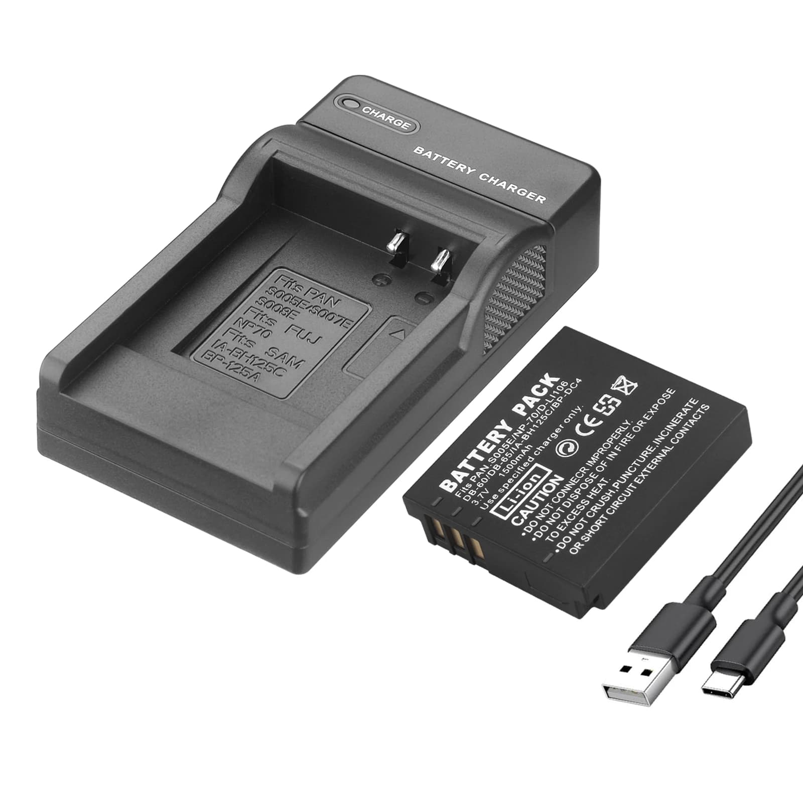 Batteria CGA-S005 DB-60 DB-65 + Caricabatterie per Panasonic Lumix DMW-BCC12 DMC-LX1 LX2 LX3 FX3 BCC12 Per FUJI NP-70 NP 70
