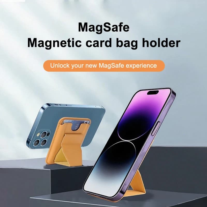 Custodia a portafoglio magnetica in pelle PU con supporto universale per telefono cellulare per custodia tascabile porta carte magnetica Magsafe con borsa per carte con staffa