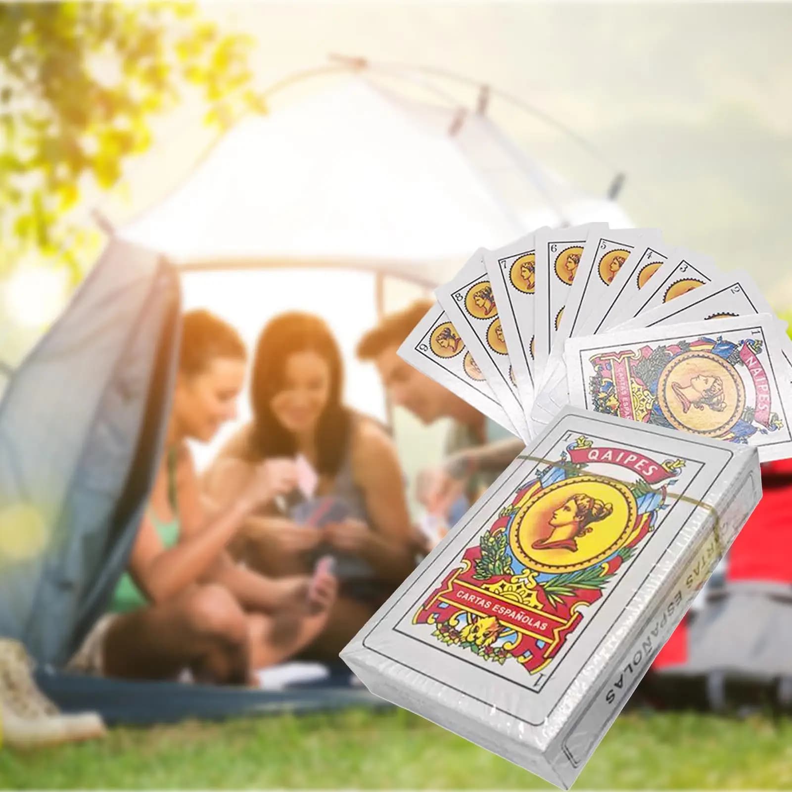 Grandi carte da gioco spagnole Carte da poker impermeabili con colori vivaci Carte da gioco da tavolo stampate trasparenti per feste, giochi di carte per famiglie
