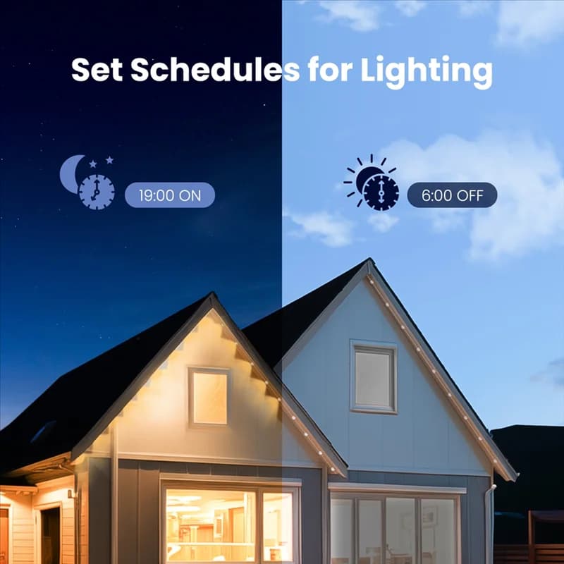 ABBN-Tuya Wifi Smart Eaves String LED Light Outdoor IP67 Waterproof RGB Color RF Remote Control For Alexa Google Home
