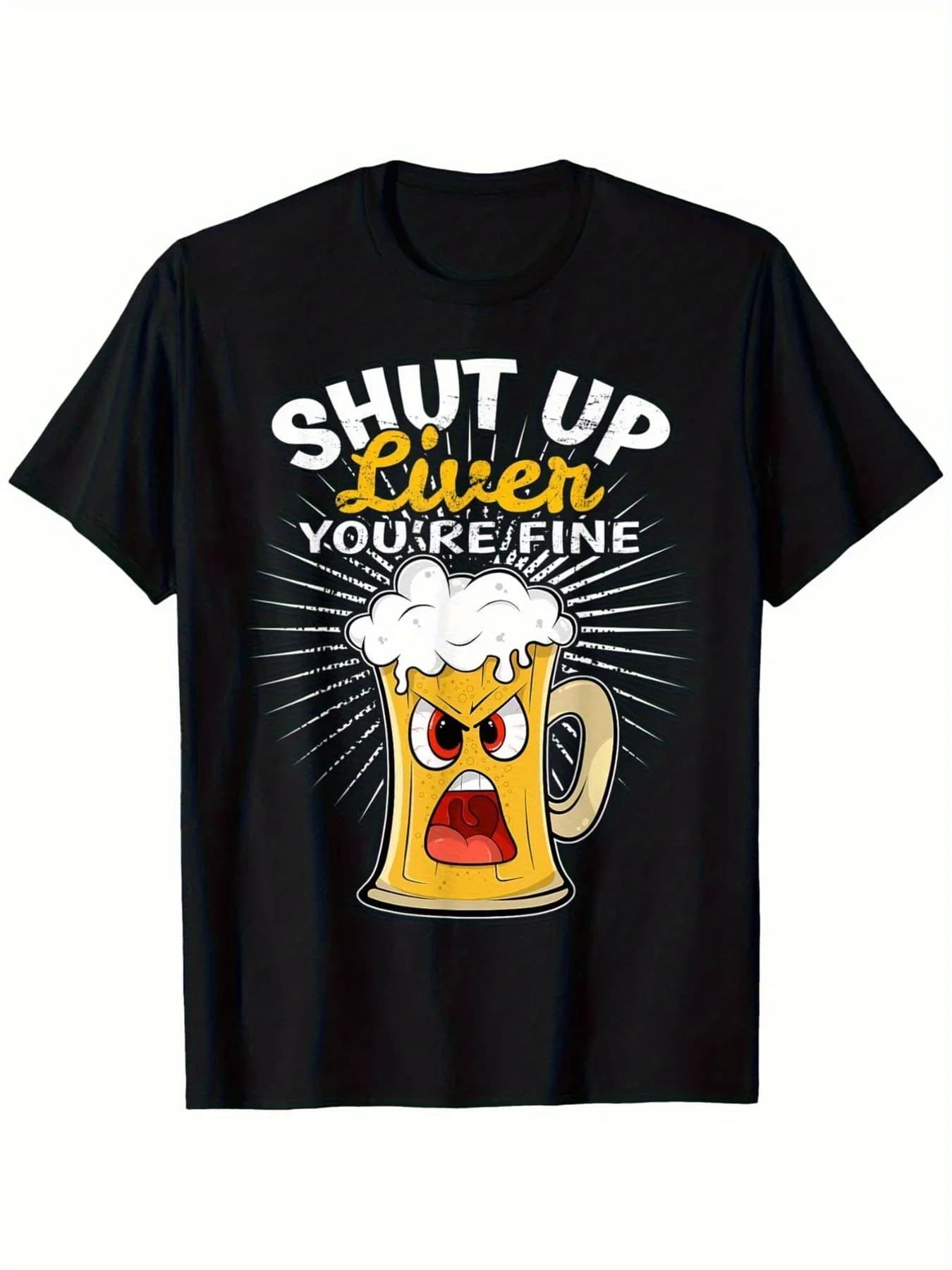 T-shirt divertente con grafica Shut Up Liver You're Fine Beer Mug T-shirt casual da uomo in cotone