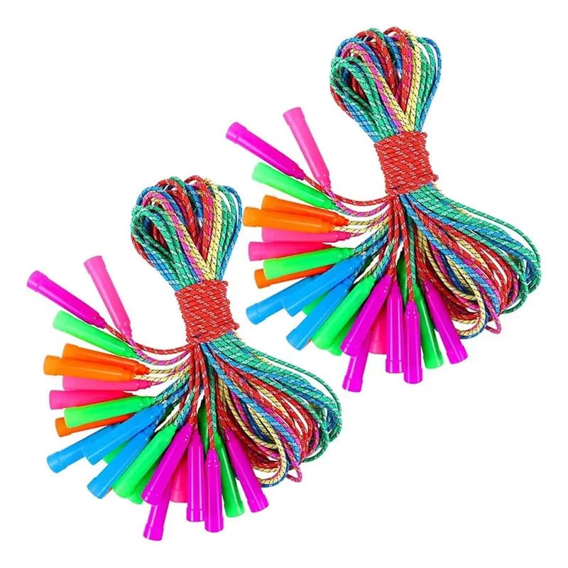 A07T-Adjustable Colorful Nylon Stripe Jump Rope Ropes 24 Pcs With Handles For Favor Operation Physical Education